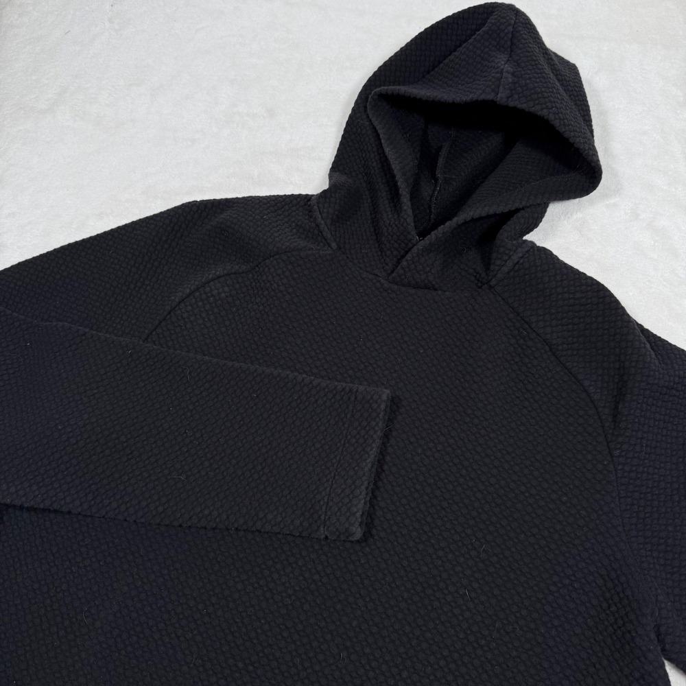 FLX Mens Waffle Knit Raglan Hoodie Black Side Zip‎ Pullover Size M RN 73277
